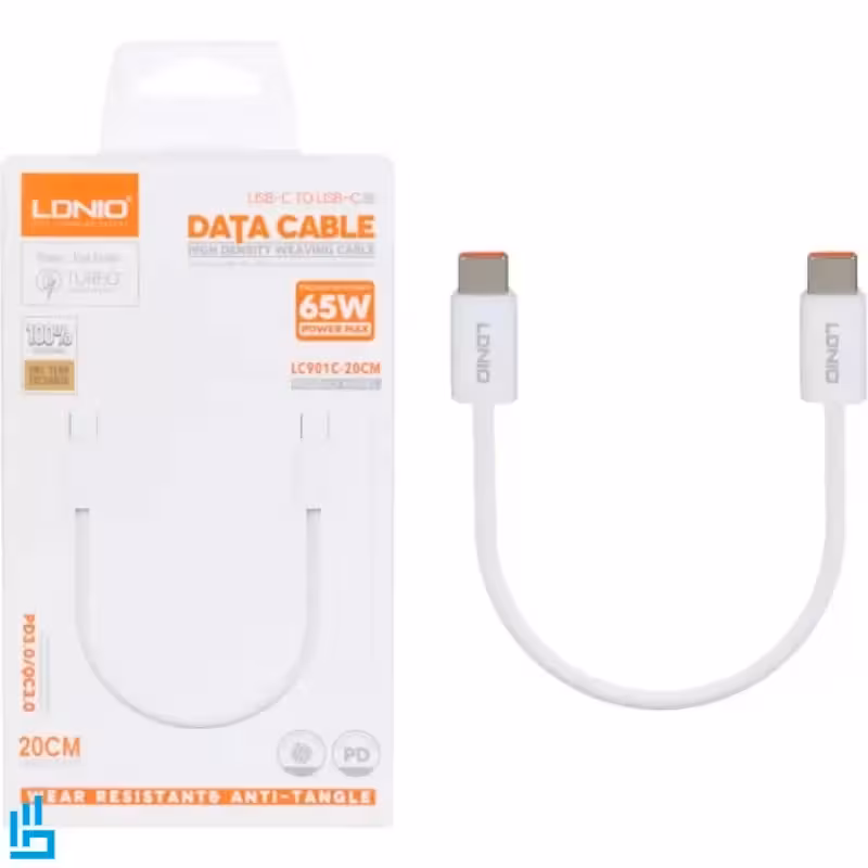 کابل شارژ پاوربانکی تایپ سی Type-C به تایپ سی Type-C الدینو Ldnio LC901C-20cm