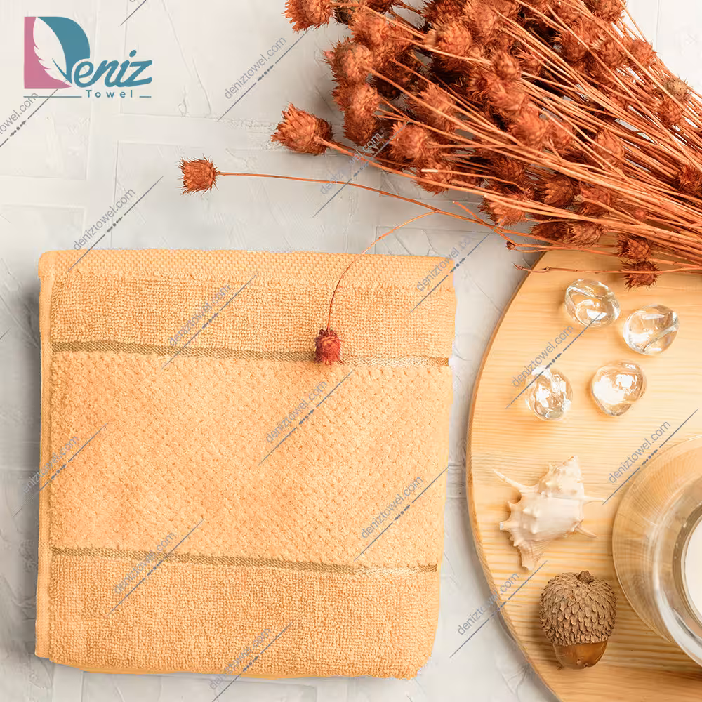 حوله دستی طرح ماکرو رنگ انبه ای