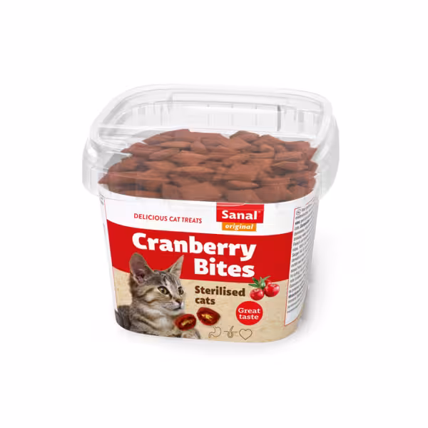 تشویقی سطلی گربه عقیم شده سانال با طعم کرن بری و مرغ