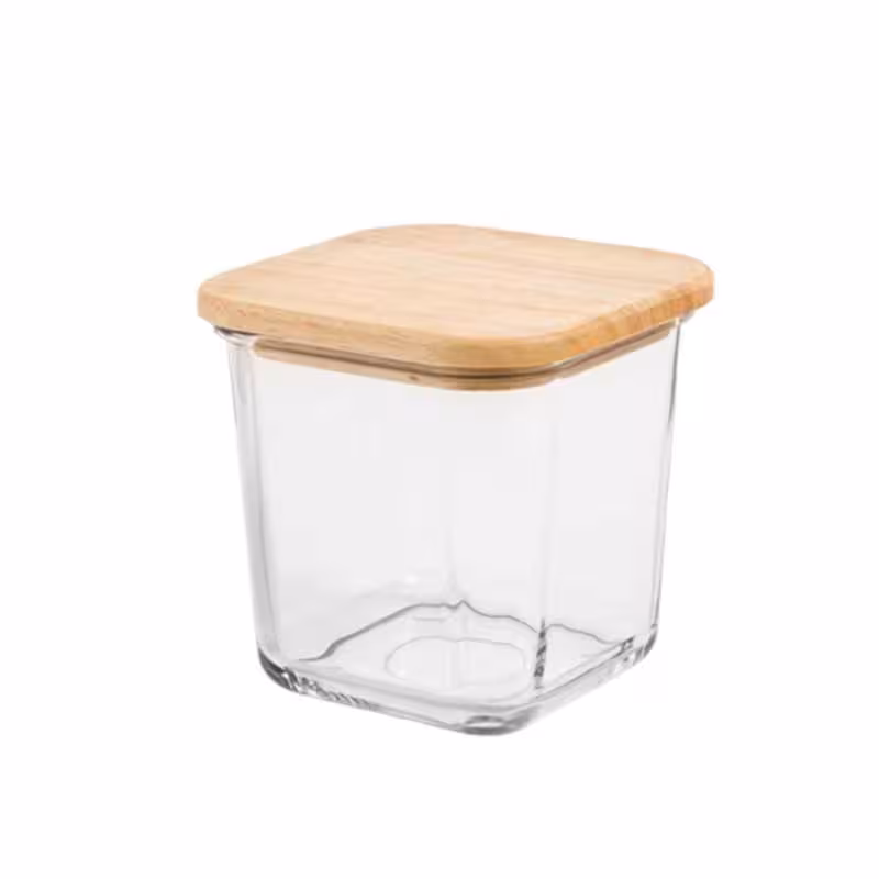 ظرف شیشه ای 860 میلی لیتر در چوبی لیمون کد 2189