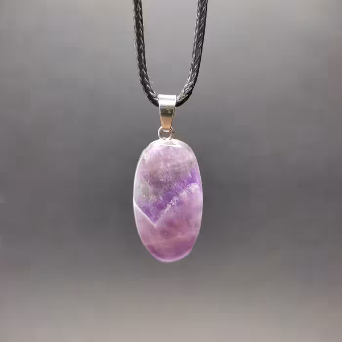 گردنبند آمیتیست تراش بیضی (کد47)