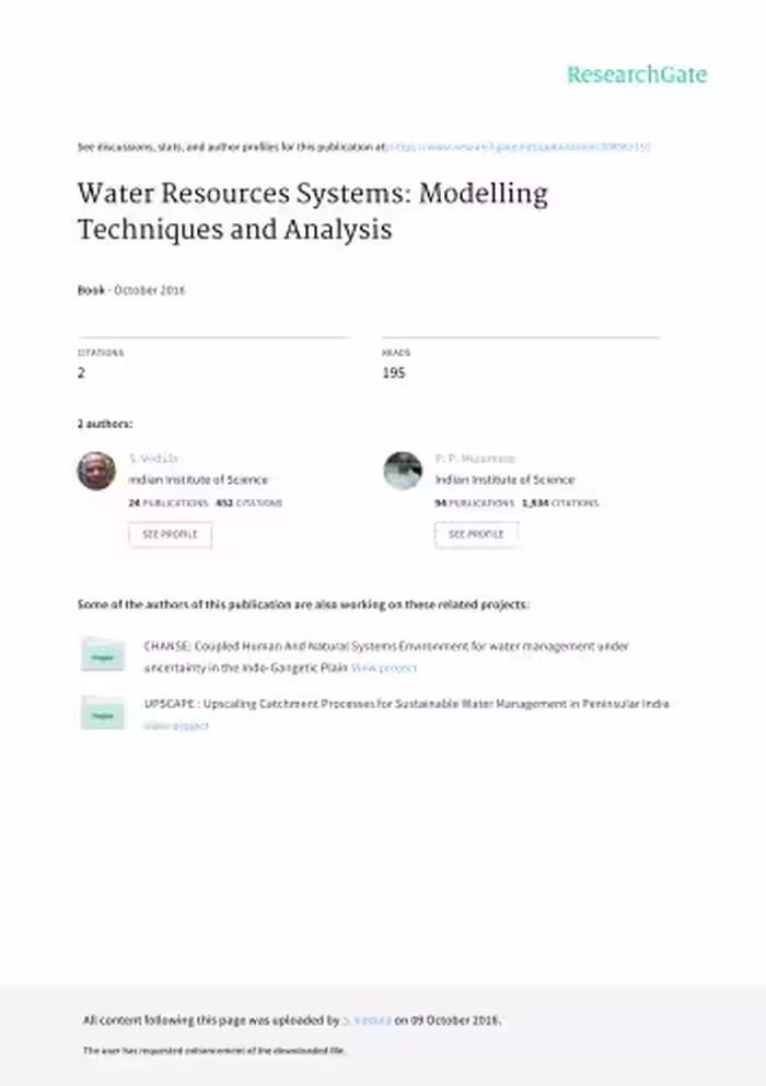خرید و دانلود نسخه کامل کتاب Water Resources System Modelling technique