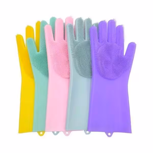 دستکش نظافت مدل سیلیکونی پرزدار کد LP55 کد3558