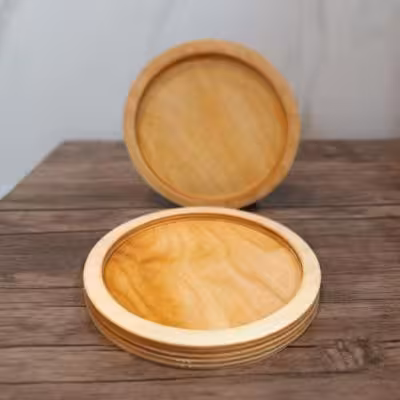 بشقاب چوبی در 2 طرح گرد و مربع