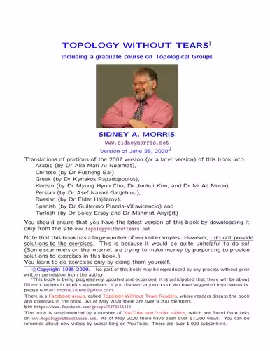 خرید و دانلود نسخه کامل کتاب Topology Without Tears: Including a Graduate Course on Topological Groups