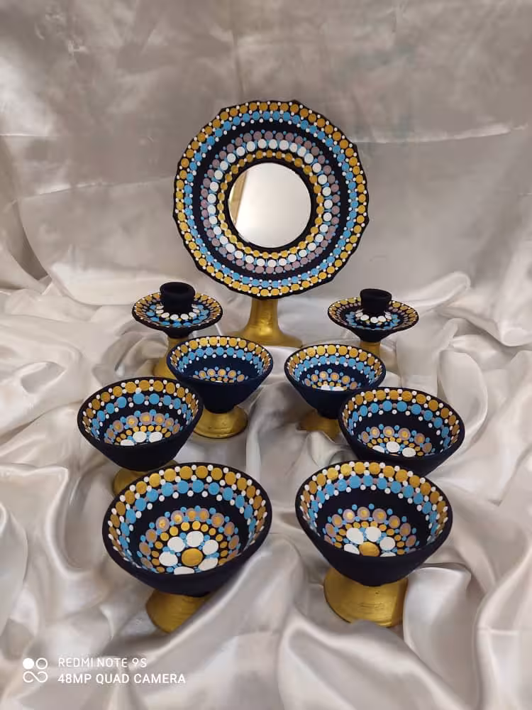 هفت سین سفالی نقطه کوبی کد 102516