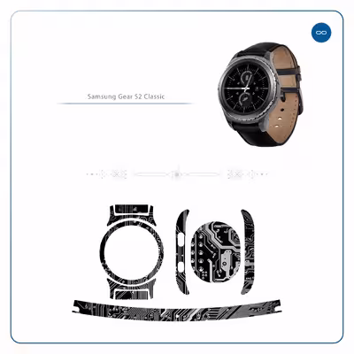 برچسب ماهوت طرح Black_Printed_Circuit_Board مناسب برای ساعت هوشمند سامسونگ Galaxy Gear S2 Classic