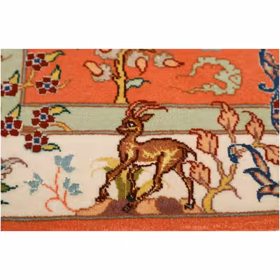 فرش دستبافت یک متری مدل گل ابریشم تبریز کد a537791