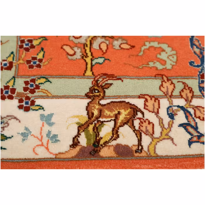 فرش دستبافت یک متری مدل گل ابریشم تبریز کد a537791