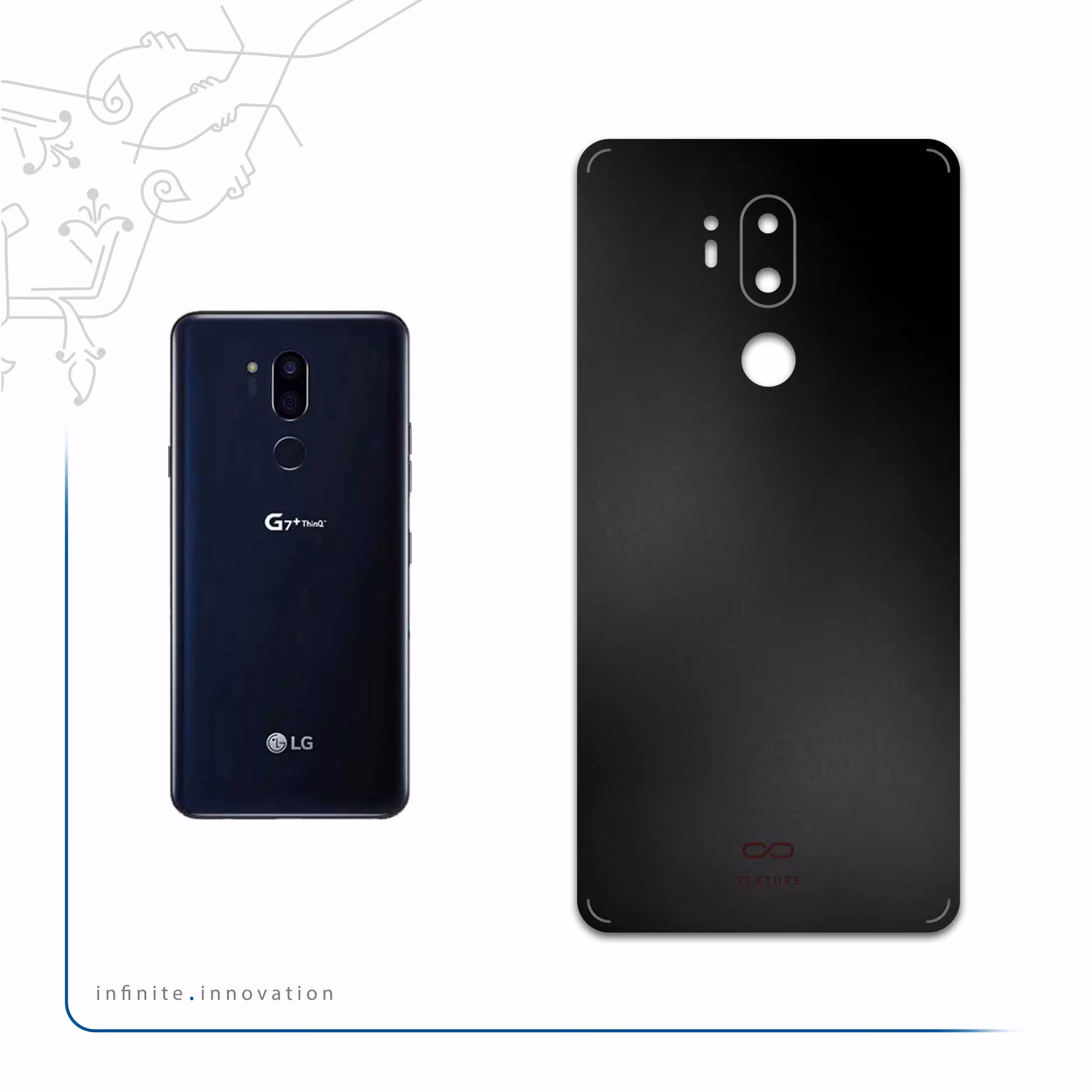 برچسب پوششی ماهوت مدل Matte-Black مناسب برای گوشی موبایل ال جی G7 PLUS THINQ