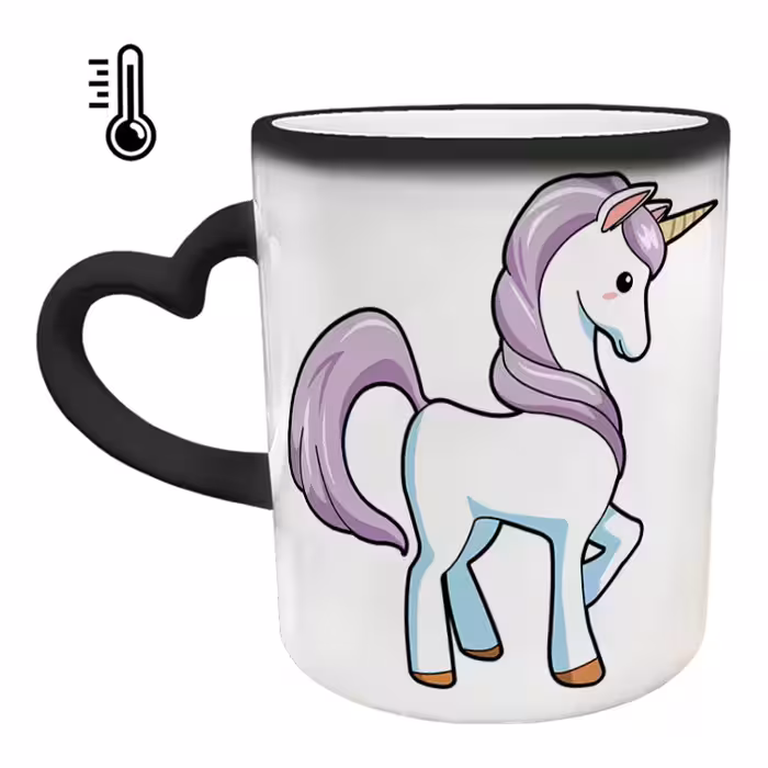 ماگ حرارتی مدل دسته قلبی طرح یونیکورن کد 35