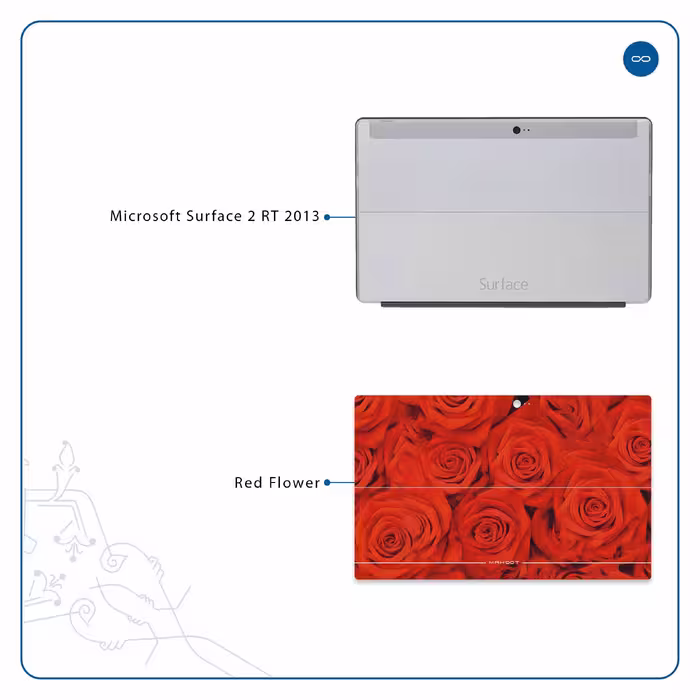 برچسب پوششی ماهوت مدل Red-Flower مناسب برای تبلت مایکروسافت Surface 2 RT 2013