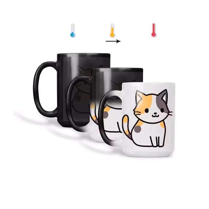 ماگ حرارتی طرح استیکر گربه کیوت Cat