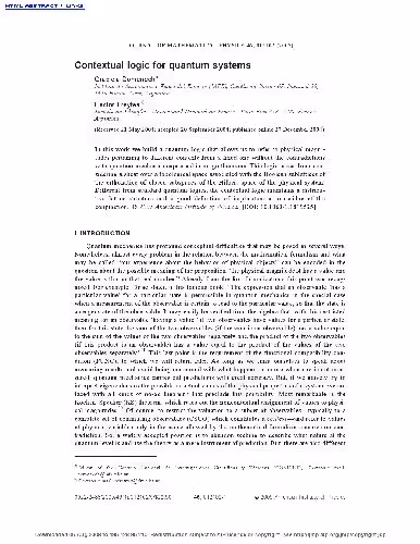 خرید و دانلود نسخه کامل کتاب Contextual logic for quantum systems