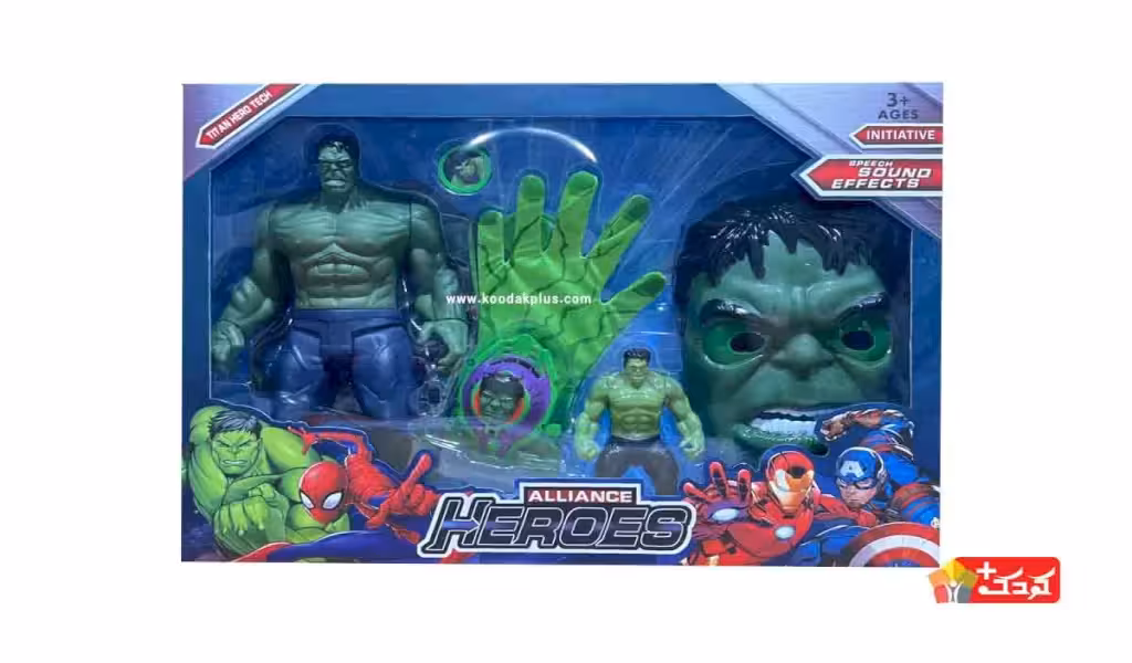 ماسک و دستکش تیر پرتابی هالک به همراه فیگور مدل JD263