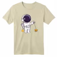 تی شرت آستین کوتاه بچگانه مدل فضانورد کد 2 رنگ کرم