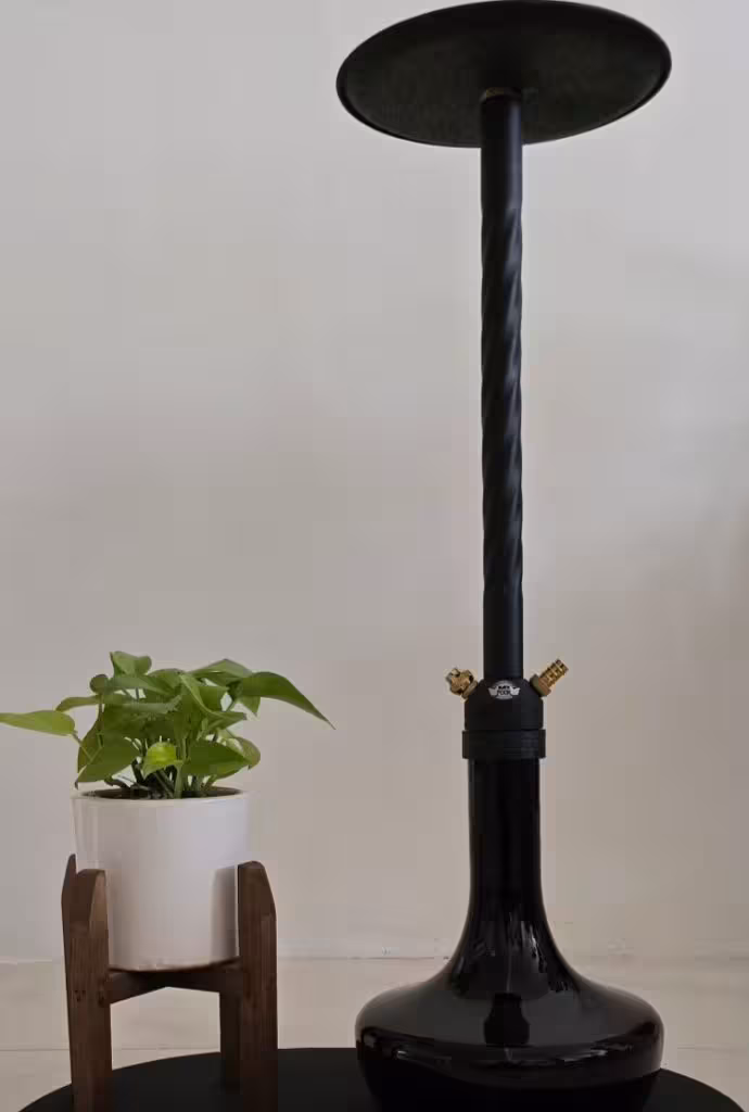 قلیان مسترپوک بلند طرح دار مارپیچ تمام مشکی ( تنگ آیس طرح کرنو )