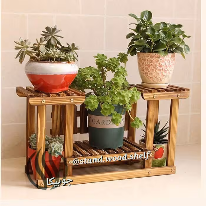 استند گلدان چوبی