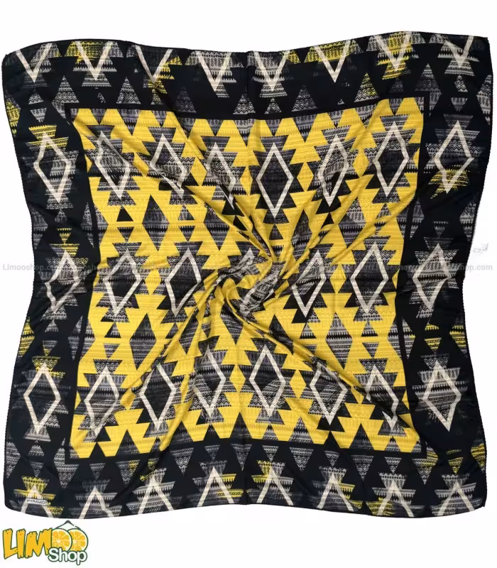 روسری طوسی زرد طرح سنتی