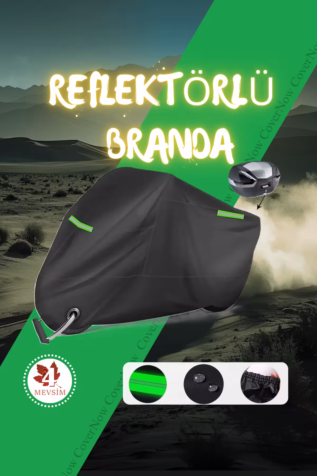 چادر موتورسیکلت مشکی کیسه عقب بازتابنده سبز HONDA NSS250 FORZA AutoEN