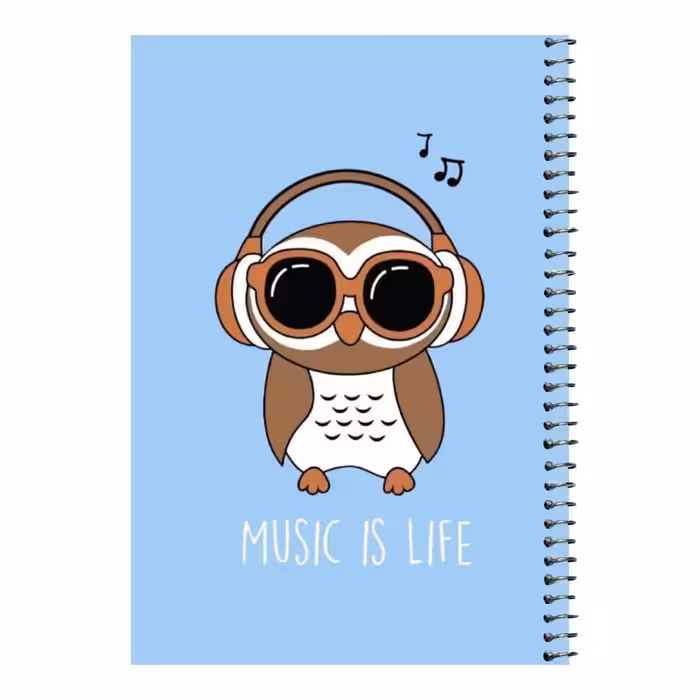 دفتر مشق 80 برگ اس جی مدل جغد و هدفون