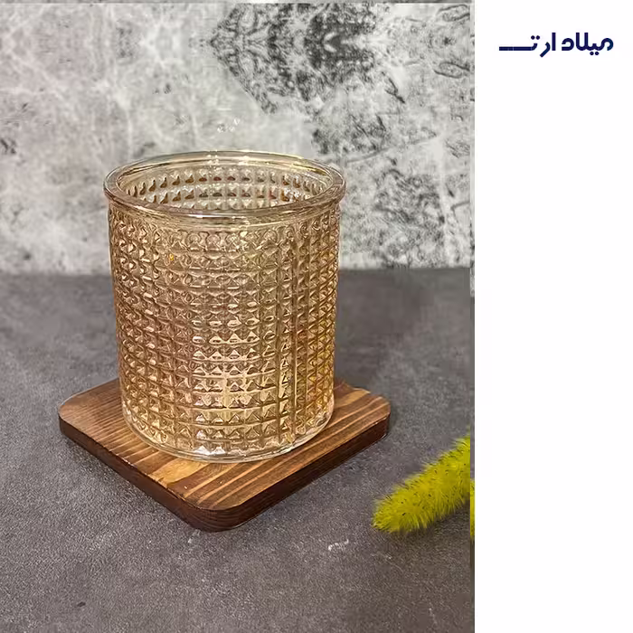 لیوان شطرنجی عسلی ارتفاع 8.5قطر 7.5