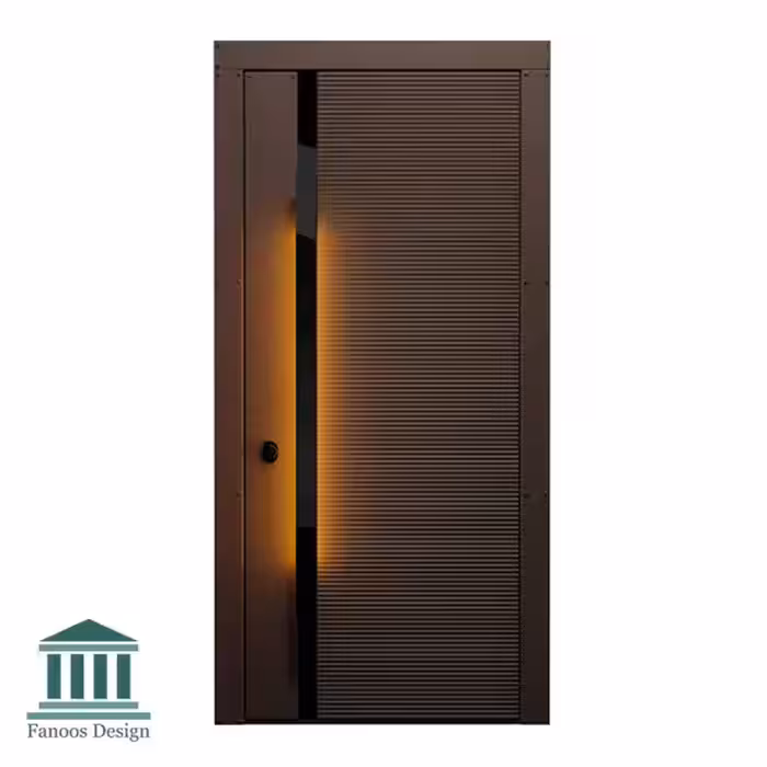 درب ورودی لابی چوبی  قهوه ای روشن کد 1392