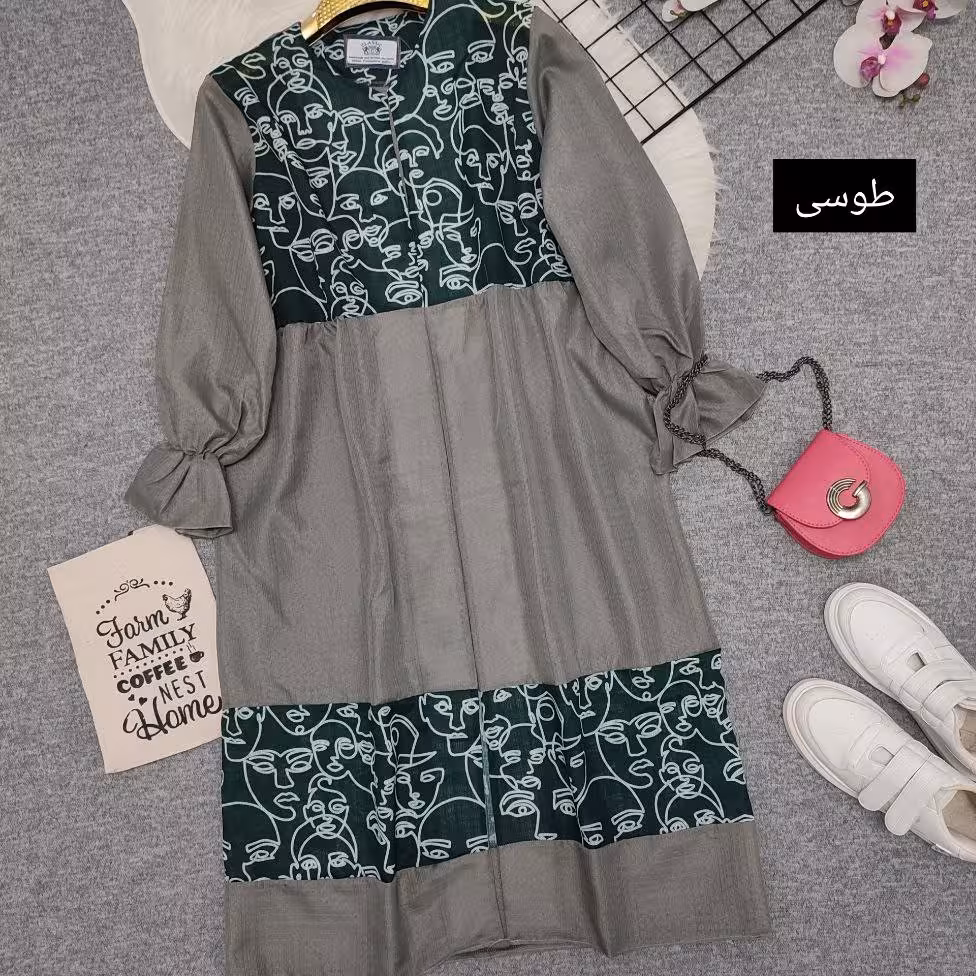مانتو بلند جلوباز طرح چهره عیدانه و تابستانه
