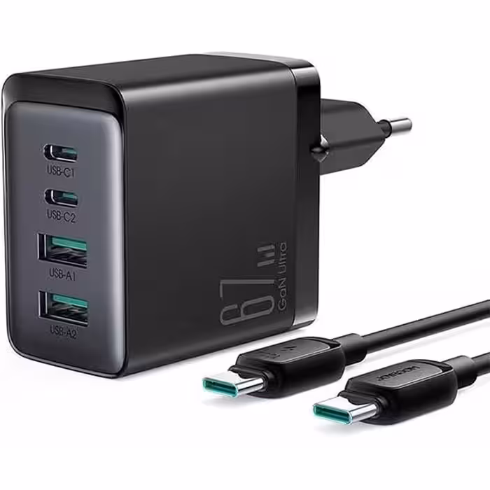 آداپتور شارژ 4 پورت 67 وات با کابل جویروم JOYROOM JR-TCG02 GaN Ultra 67W