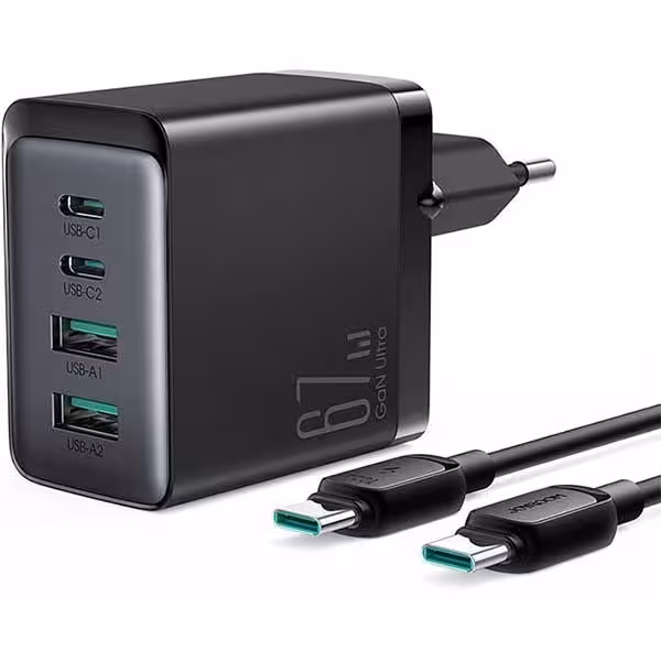 آداپتور شارژ 4 پورت 67 وات با کابل جویروم JOYROOM JR-TCG02 GaN Ultra 67W