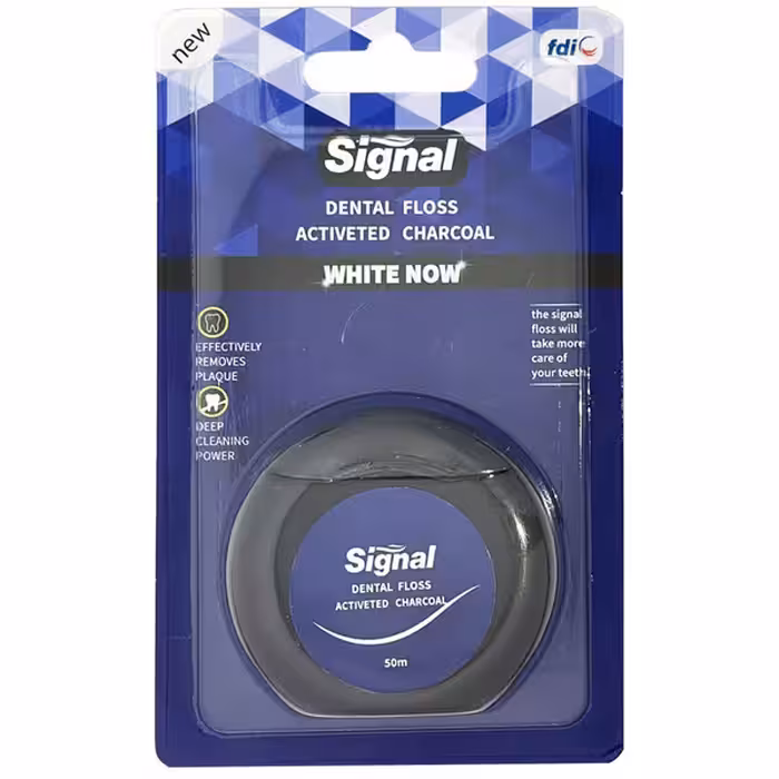 مشخصات، خرید و قیمت نخ دندان سفید کننده سیگنال حاوی زغال فعال 50 متری ⭐️ ویان مارکت