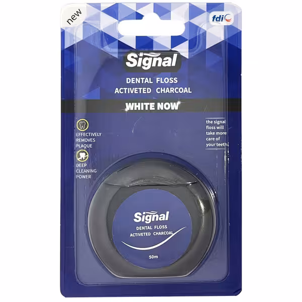 مشخصات، خرید و قیمت نخ دندان سفید کننده سیگنال حاوی زغال فعال 50 متری ⭐️ ویان مارکت