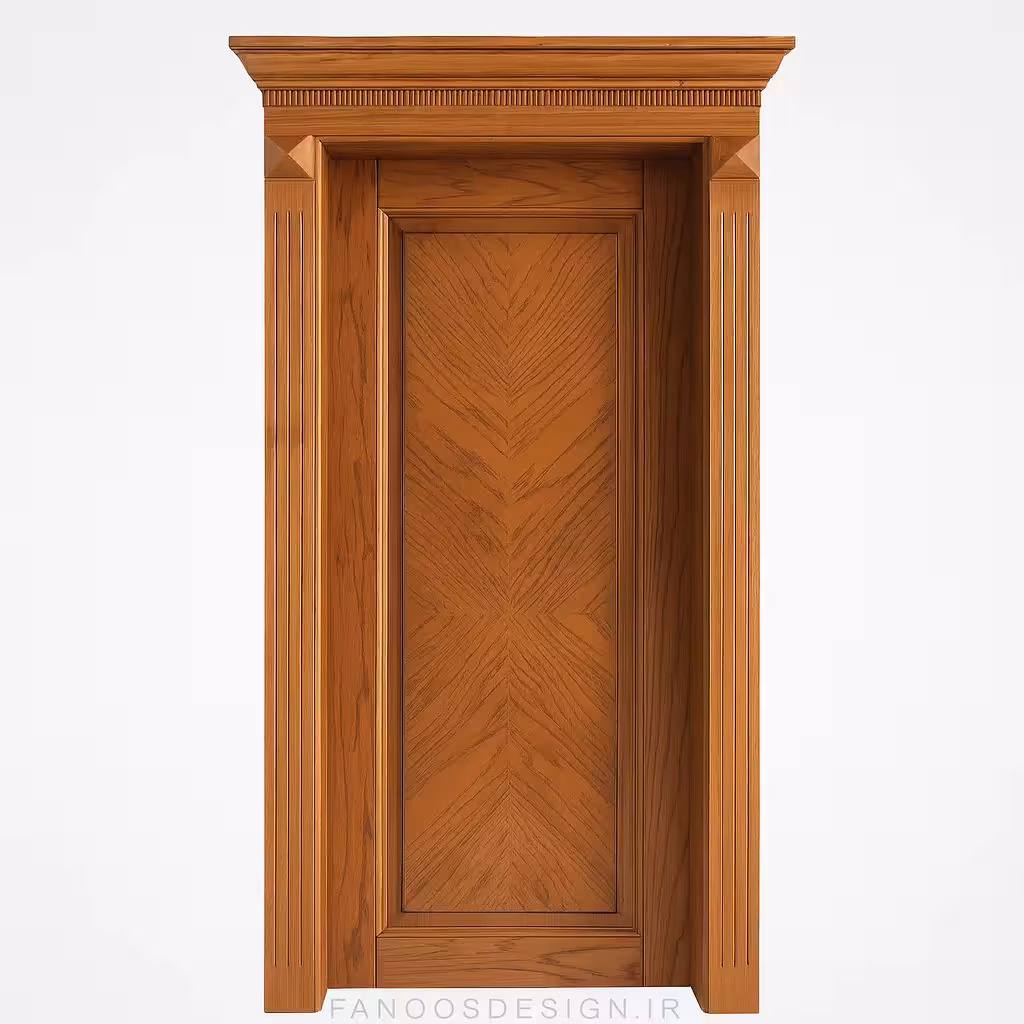 درب چوبی کلاسیک با تاج تزئینی کد 30255