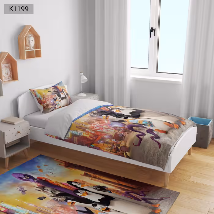 ست رو تختی چاپی 4 تیکه کالیفرنیا یک نفره   کد1199