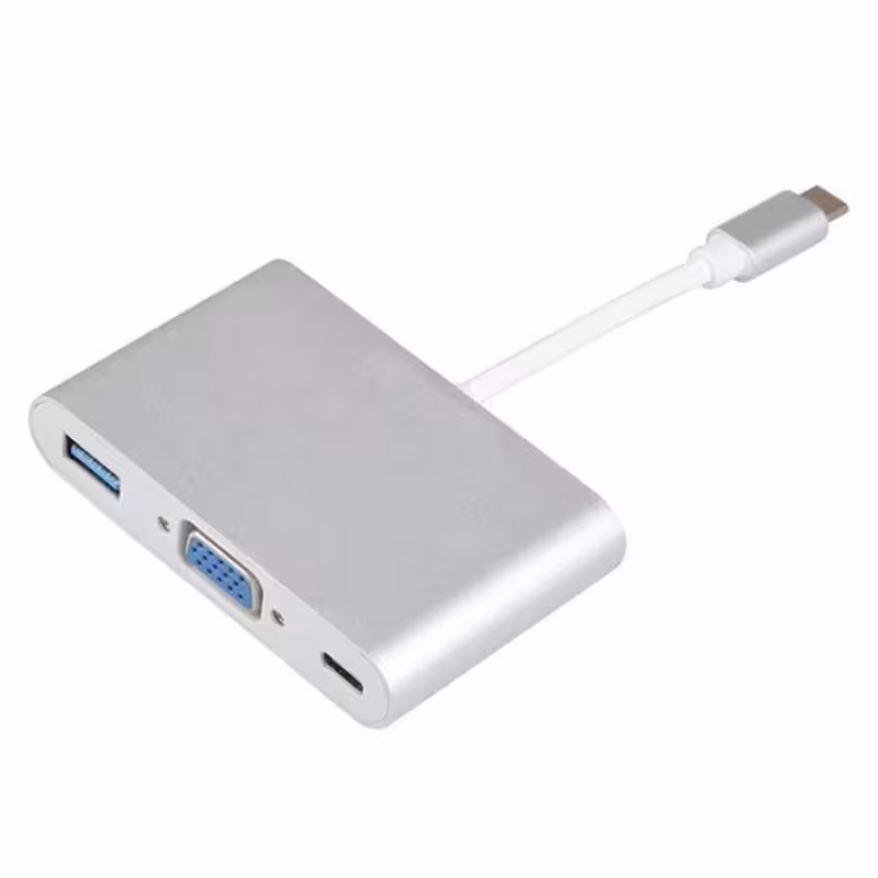 مبدل usb-c به VGA/ USB/ usb-c مدل MULTIPORT