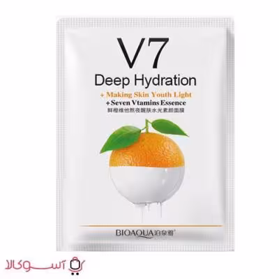 ماسک ورقه ای صورت 7 ویتامینه بیوآکوا حاوی عصاره پرتغال وزن 30 گرم