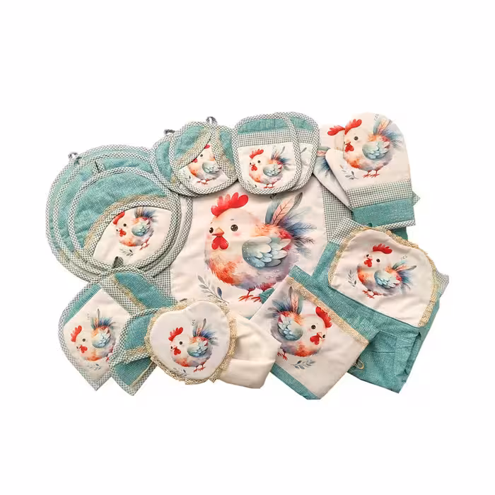 سرویس پارچه ای آشپزخانه 16 پارچه مدل خروس | کالا مکس