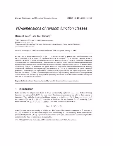 خرید و دانلود نسخه کامل کتاب VC-dimensions of random function classes