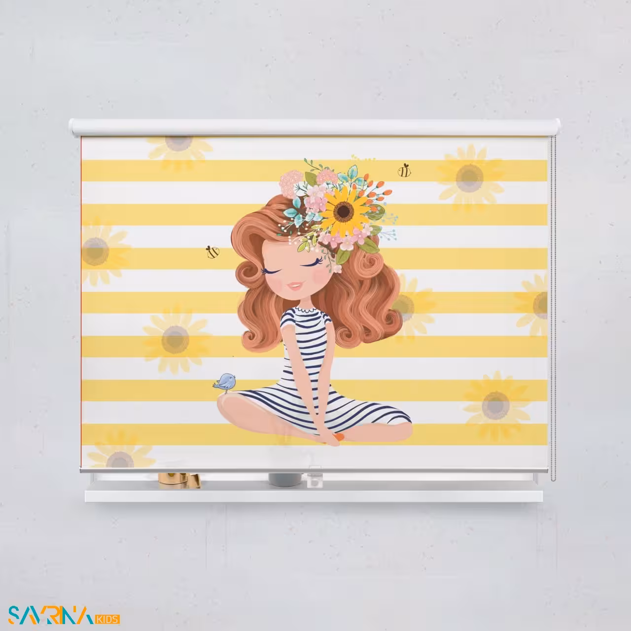 پرده شید بچگانه طرح دختر آفتاب گردان کد A2774