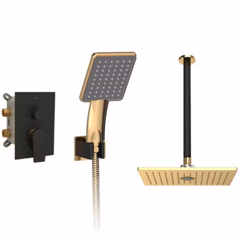 شیر توکار حمام تیپ 3 رومر مشکی طلایی شودر