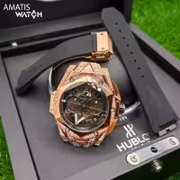 ساعت مچی مردانه هابلوت مدل Hublot Unico Sang Bleu ll Diamonds 5942W