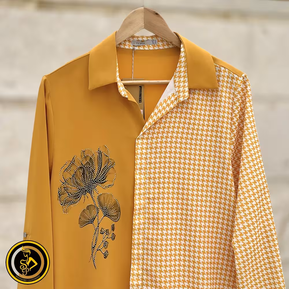 شومیز طرح گل ساتن