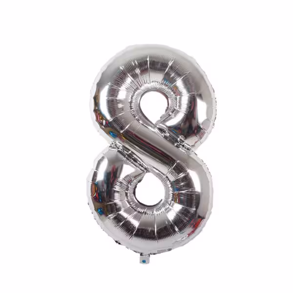 بادکنک فویلی عدد 8 نقره ای