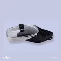 تابه گریل چدن مربع سایز 28 درب دار با انبر یونیک کد UN-6031