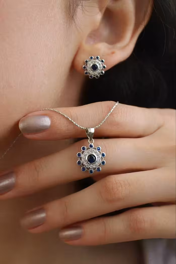 نیمست یاقوت کبود جواهری کد 00563