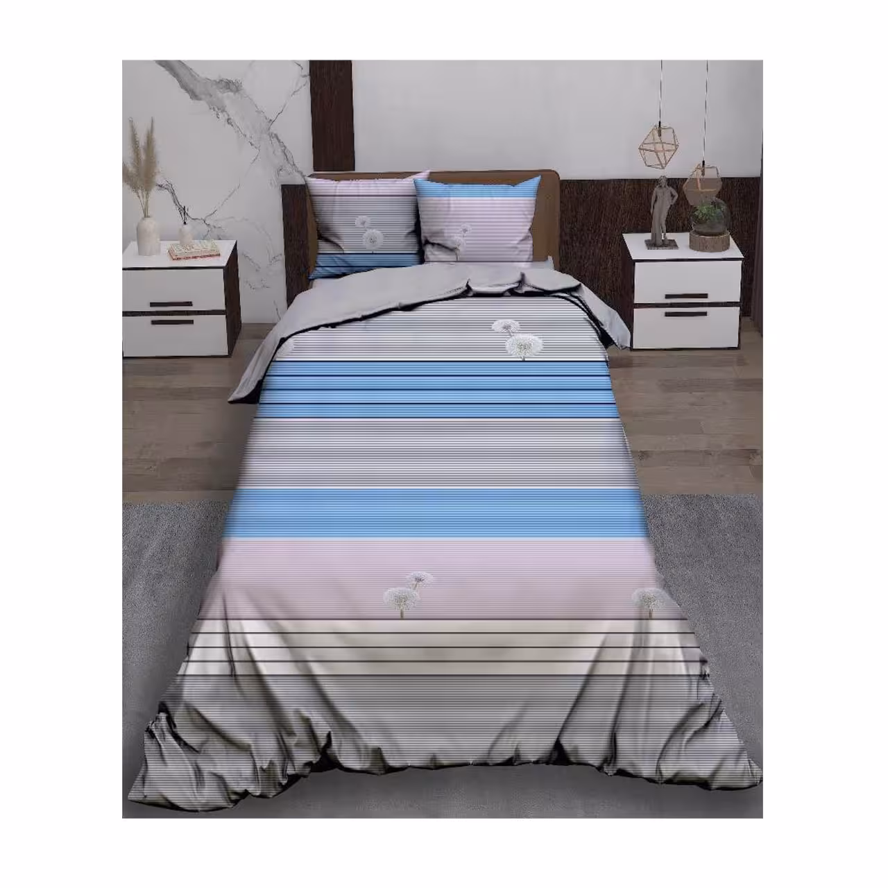 سرویس روتختی یک نفره کارینا مدل سه بعدی 5 تکه کد 1137