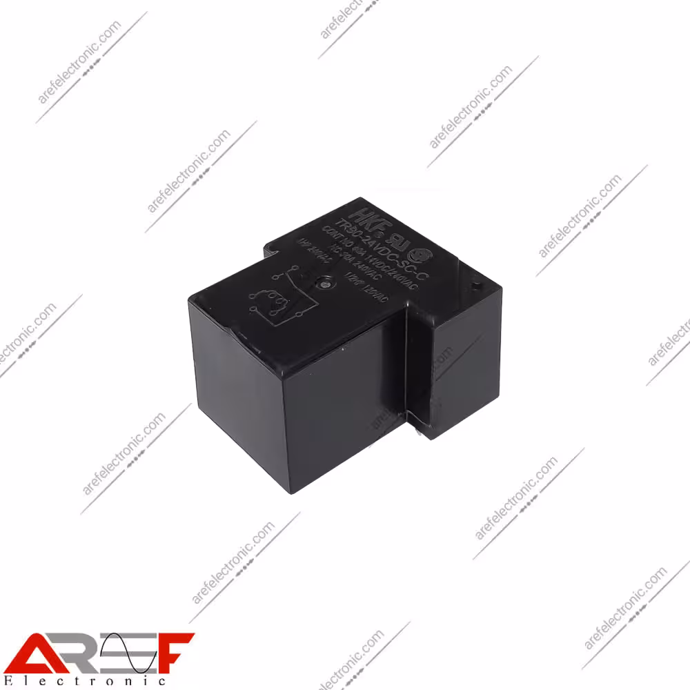 رله T شکل HKF مدل TR90_24VDC_SC_C دارای 24 ولت 1 کنتاکت 30-40 آمپر - فروشگاه عارف الکترونیک