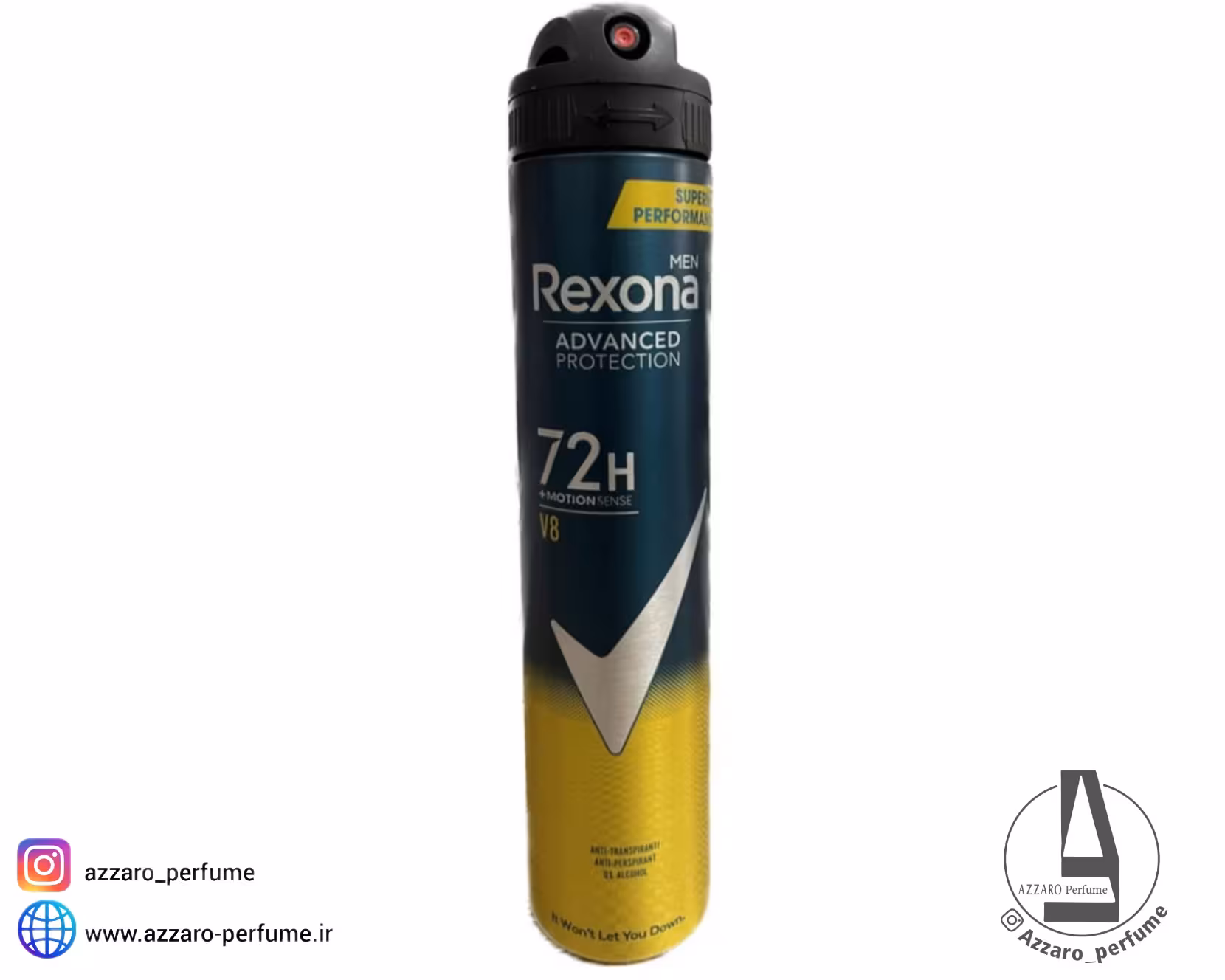 اسپری بدن مردانه رکسونا rexona مدل V8 دارای ماندگاری 72 ساعته حجم 200 میل