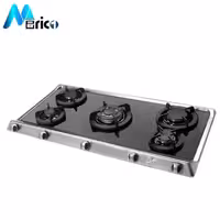 گاز رومیزی اخوان کد G106 پنج شعله شیشه مشکی استیل