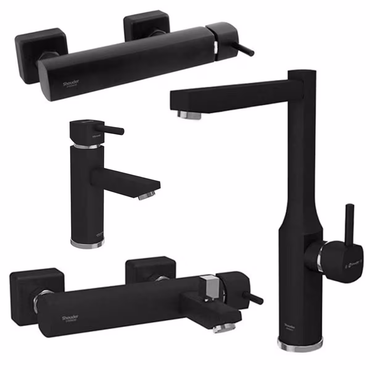 ست شیرالات شودر مدل یونیک/یونیک پلاس مشکی کروم